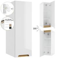 LOMADOX Badezimmer Hochschrank/Unterschrank drehbar um 180° SOFIA-107 in weiß, Hochglanz lackiert, B/H/T 30/90/45 cm