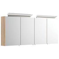 LOMADOX Badezimmer Spiegelschrank Eiche hell Nb. COLOMA-02  inkl. Design LED-Acryllampen, B/H/T: ca. 158,8/62,2/17 cm braun