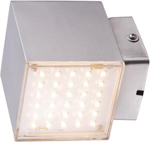 Heitronic LED Wandleuchte Kubus 2, LED-Modul, 1 St., Wandlampe, Außenlampe, indirekter Lichtaustritt nach unten, aus Edelstahl