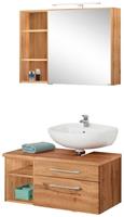 HELD MÖBEL Badmöbel-Set »Davos«, (3-St), Spiegelschrank mit LED-Beleuchtung, Hängeschrank und Waschbeckenunterschrank