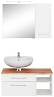 HELD MÖBEL Badmöbel-Set »Davos«, (3-St), Bad-Spiegelschrank mit LED-Beleuchtung, Hängeschrank und Waschbeckenunterschrank