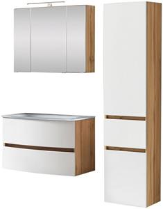 HELD MÖBEL Badezimmer-Set »Kaunas«, (Set, 3-St), bestehend aus Waschtisch-Set mit Seitenschrank, Breite 120 cm