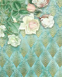 Komar Fototapete »Rose Poem«, glatt, bedruckt, floral, Gold-Optik
