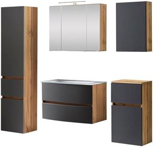 HELD MÖBEL Badezimmer-Set »Kaunas«, (Set, 5-St), bestehend aus Waschtisch-Set mit Seitenschrank, Breite 160 cm