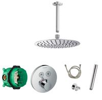 Hansgrohe + Saniclear Hansgrohe Shower Select inbouw douchekraan rond met Saniclear Talpa 20cm douchekop en plafondarm regendouche chroom