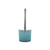 Spirella MSV Toiletborstel in houder/wc-borstel Aveiro - PS kunststof/rvs ichtblauw/zilver - 37 x 14 cm - Toiletborstels
