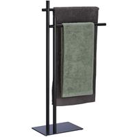 RELAXDAYS Handtuchhalter stehend, Handtuchständer mit 2 Armen, HBT: 87,5 x 51 x 20 cm, Stahl, Kleiderablage Bad, schwarz - 