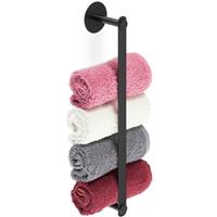 RELAXDAYS Handtuchhalter, selbstklebend, Edelstahl, HBT: 5,5 x 40,5 x 7 cm, Handtuchstange Bad, ohne Bohren, schwarz - 