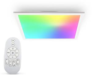 B.K.Licht Deckenleuchte, LED Panel, Farbtemperatur, stufenlos einstellbar, 450x450x42mm, 7 Farben, Ultra Flach, Dimmbar, Fernbedienung
