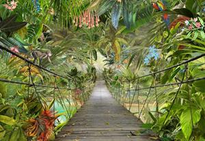 Komar Fototapete »Wild Bridge«, glatt, bedruckt, Wald, geblümt, (Set), ausgezeichnet lichtbeständig