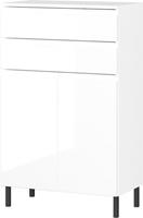 Germania Badmöbel-Set »Scantic«, (Set, 3-St), aus Spiegel, Waschbeckenunterschrank, Badkommode, inklusive Beleuchtung, grifflose Optik, MDF-Fronten