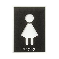 Türschild Piktogramm WC, Braille HxB 148 x 105 mm, selbstklebend Damen