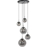 Steinhauer Hanglamp  Bollique | Zwart | 5-lichts | Glas | Industrieel | Eetkamer | Woonkamer