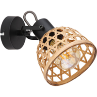 Globo Plafondlamp 1-lichts met welgevormde bamboeroosterkappen | E27 | Zwart | Bamboe