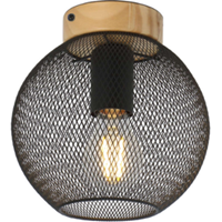 Globo Plafondlamp met bolvormig roosterscherm | ø 20 cm | Hout / Metaal | Industrieel | Woonkamer | Eetkamer