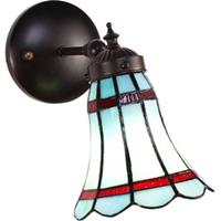 LumiLamp Wandlamp Tiffany 17*12*23 cm E14/max 1*40W Blauw, Rood Glas, Metaal Rond Muurlamp Sfeerlamp Tiffany Lamp