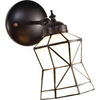LumiLamp Wandlamp Tiffany 17*12*23 cm E14/max 1*40W Wit, Bruin Glas, Metaal Asymmetrisch Muurlamp Sfeerlamp Tiffany Lamp
