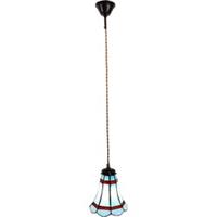 LumiLamp Hanglamp Tiffany Ø 15*115 cm E14/max 1*25W Blauw, Rood Glas, Metaal Rond Hanglamp Eettafel Hanglampen Eetkamer
