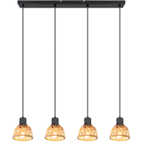 Globo Landelijke hanglamp vier-lichts | E27| Rotan | Bamboe | Riet | Woonkamer | Eetkamer