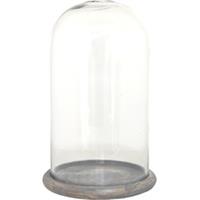 Clayre & Eef Stolp Ø 17*29 cm Transparant Glas, Hout Glazen stolp Woondecoratie Woonaccessoires
