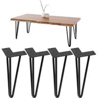 ML-Design Set van 4 tafelpoten, met 3 poten, 30 cm, zwart, gemaakt van metaal met poedercoating