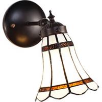 LumiLamp Wandlamp Tiffany 17*12*23 cm E14/max 1*40W Wit, Bruin Glas, Metaal Rond Muurlamp Sfeerlamp Tiffany Lamp
