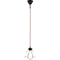 LumiLamp Hanglamp Tiffany Ø 18*115 cm E14/max 1*25W Wit, Bruin Glas, Metaal Hanglamp Eettafel Hanglampen Eetkamer