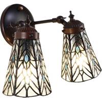 LumiLamp Wandlamp Tiffany 30*23*23 cm E14/max 2*40W Transparant Glas, Metaal Rond Muurlamp Sfeerlamp Tiffany Lamp