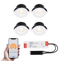 HOFTRONIC™ 4x Cadiz witte Smart LED Inbouwspots complete set - Wifi & Bluetooth - 12V - 3 Watt - 2700K warm wit