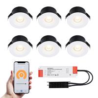 HOFTRONIC™ 6x Cadiz witte Smart LED Inbouwspots complete set - Wifi & Bluetooth - 12V - 3 Watt - 2700K warm wit