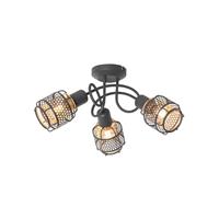 Qazqa Design Plafondlamp Zwart Met Goud 3-lichts - Noud