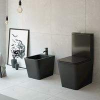 AQUORE Modernes Stand-WC Keramik schwarz PISA niedriger Spülkasten
