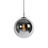 QAZQA Art deco hanglamp zwart met smoke glas 1-lichts - Pallon