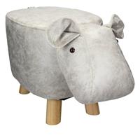 Womo-design dierenkruk nijlpaard wit/grijs, 65x31x37 cm, gemaakt van kunstleer