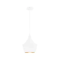 QUVIO Hanglamp modern - Rond met koperen binnenkant - Diameter 25 cm - Wit