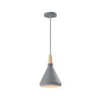 QUVIO Hanglamp Scandinavisch - Kegel design - Houten kop - D 17 cm - Grijs