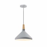 QUVIO Hanglamp Scandinavisch - Hoog design - Houten kop - D 26 cm - Grijs