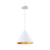 QUVIO Hanglamp retro - Kegelvorm - Gouden binnenkant - D 24 cm - Wit