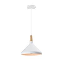 QUVIO Hanglamp Scandinavisch - Hoog design - Houten kop - D 26 cm - Wit