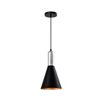 QUVIO Hanglamp modern - Kegelvorm - Zilveren bovenkant - D 19 cm - Zwart