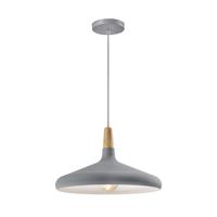 QUVIO Hanglamp Scandinavisch - Laag design - Houten kop - D 38 cm - Grijs