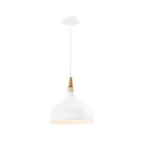 QUVIO Hanglamp Scandinavisch - Simplistisch hoog design - Houten kop - D 30 cm - Wit