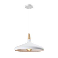 QUVIO Hanglamp Scandinavisch - Laag design - Houten kop - D 38 cm - Wit