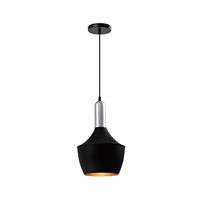 QUVIO Hanglamp modern - Zilveren bovenkant - D 25 cm - Zwart