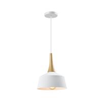 QUVIO Hanglamp Scandinavisch - Minimalistisch - Houten kop - D 27 cm - Wit