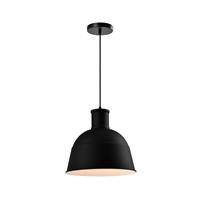 QUVIO Hanglamp industrieel - Fabriekslamp rond - D 33 cm - Zwart