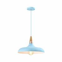 QUVIO Hanglamp Scandinavisch - Simplistisch laag design - Houten kop - D 30 cm - Blauw