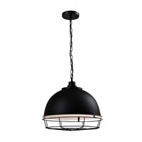 QUVIO Hanglamp industrieel - Kettinglamp met stalen rooster - D 42 cm - Zwart