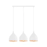 QUVIO Hanglamp modern - 3 lichtpunten met stalen kappen - 17 x 60 x 19 cm - Wit
