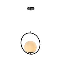 QUVIO Hanglamp modern - Rond metalen frame - D 35 cm - Zwart